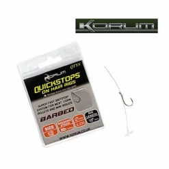 KORUM Hair Rigs Quickstops Barbed Tied Hook